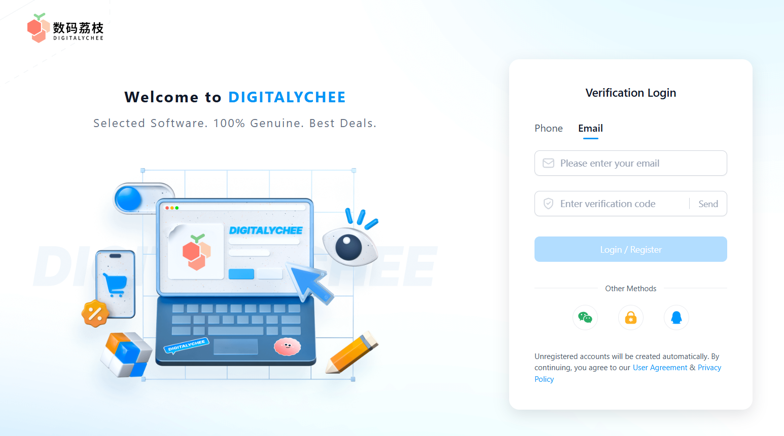 Login / register form page