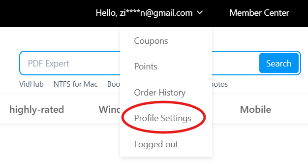 Profile Settings entry on DIGITALYCHEE