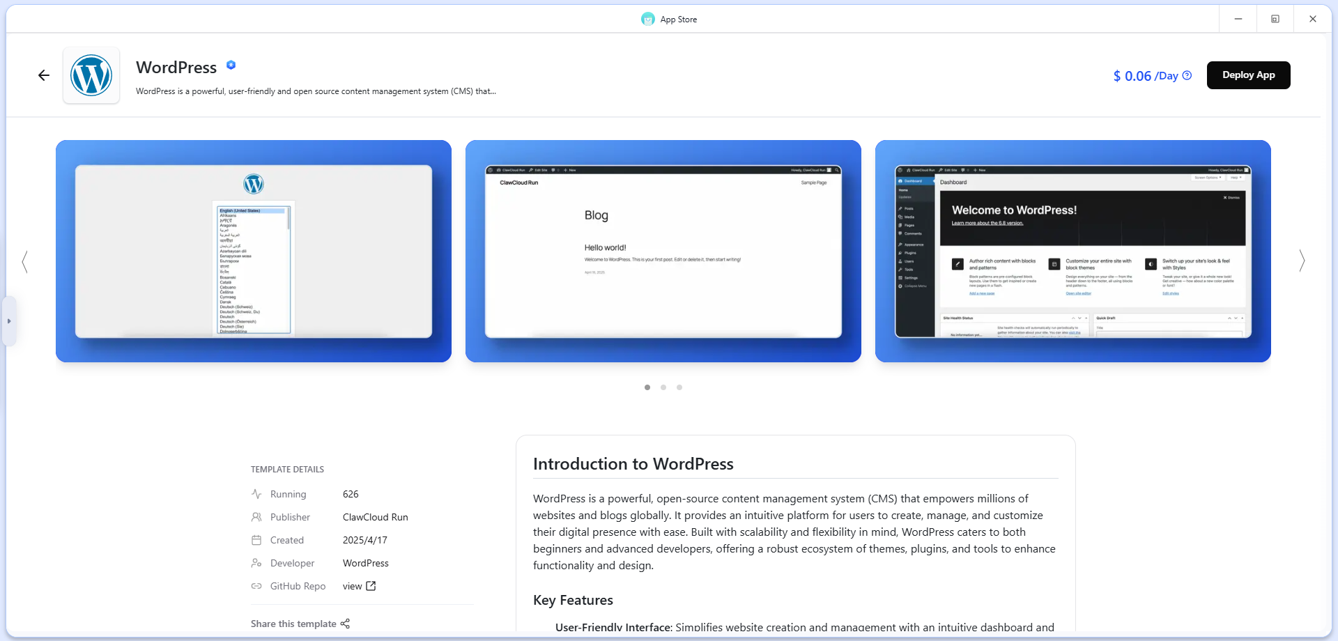 wordpress-template-on-clawcloud-run-app-store