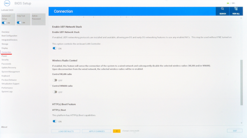 network connection settings in Dell BIOS - disable Wi-Fi when Ethernet is connected network connection settings in Dell BIOS - disable Wi-Fi when Ethernet is connected