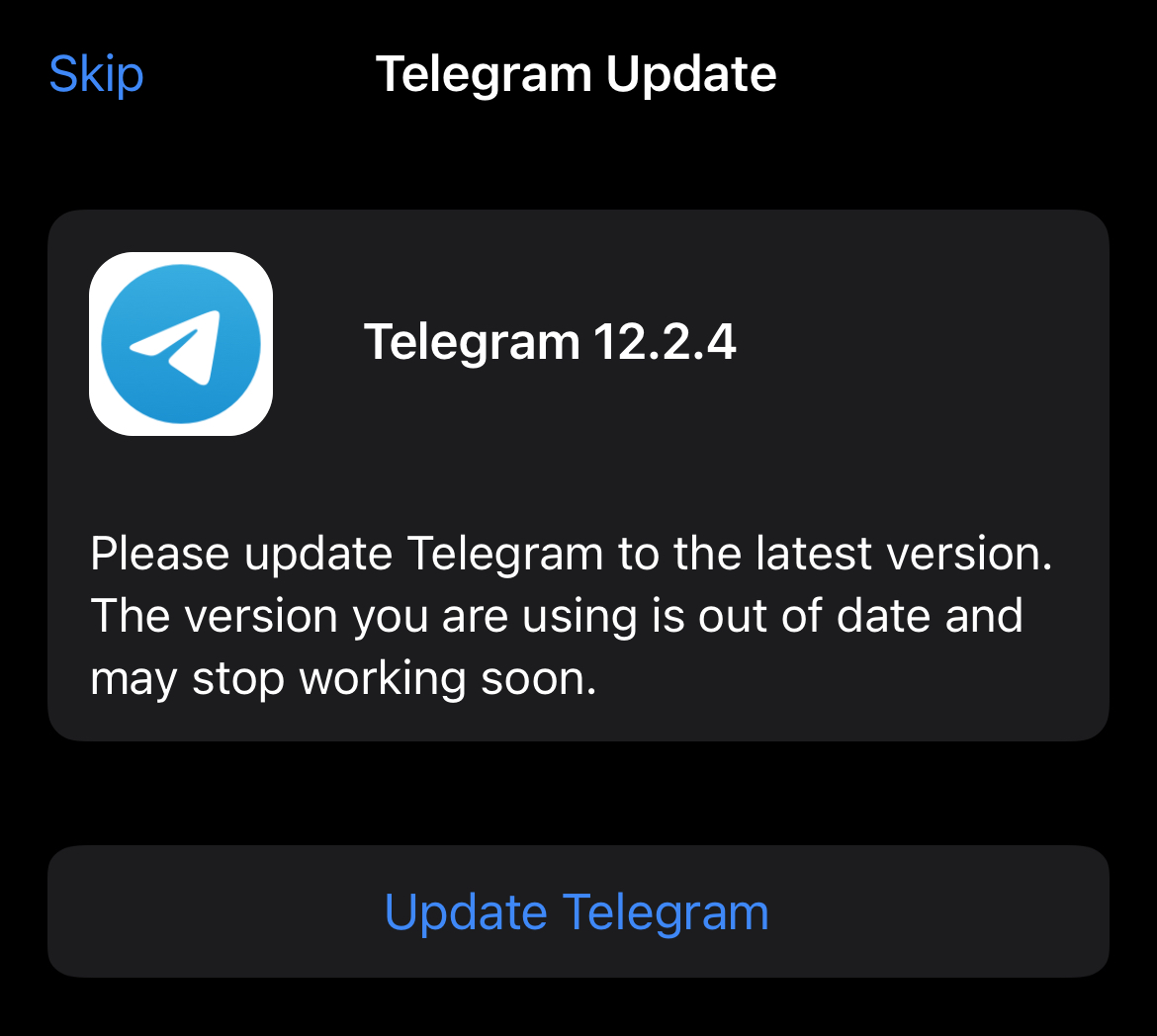Telegram-in-app-notification-asking-users-update-to-12.2.4