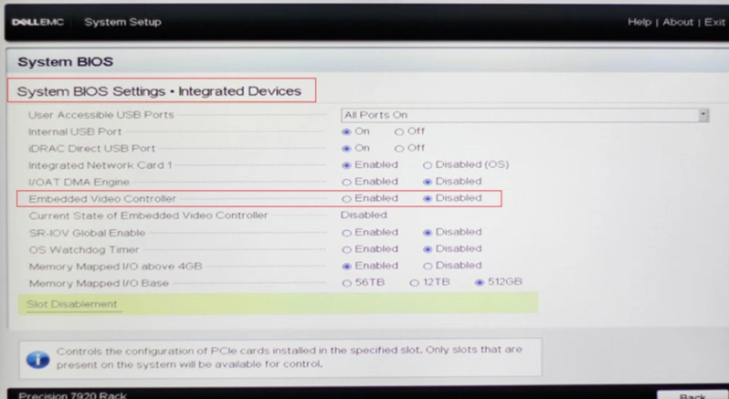 change the setting of Embedded Video Controller in Dell rack workstation change the setting of Embedded Video Controller in Dell rack workstation